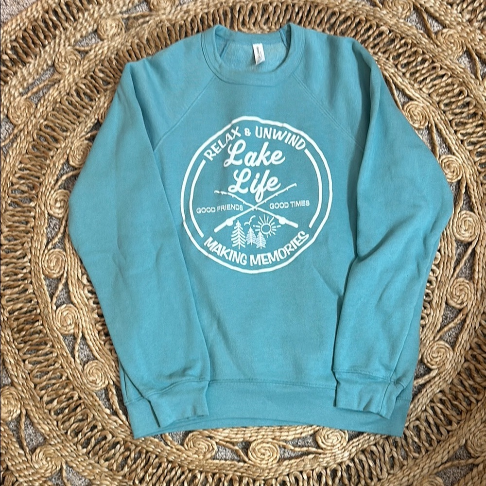 Lake Life Teal Sweater Bella Canvas
